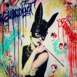 Catwoman Audrey by Srinjoy - Mixed Media sized 36x36 inches. Available from Whitewall Galleries